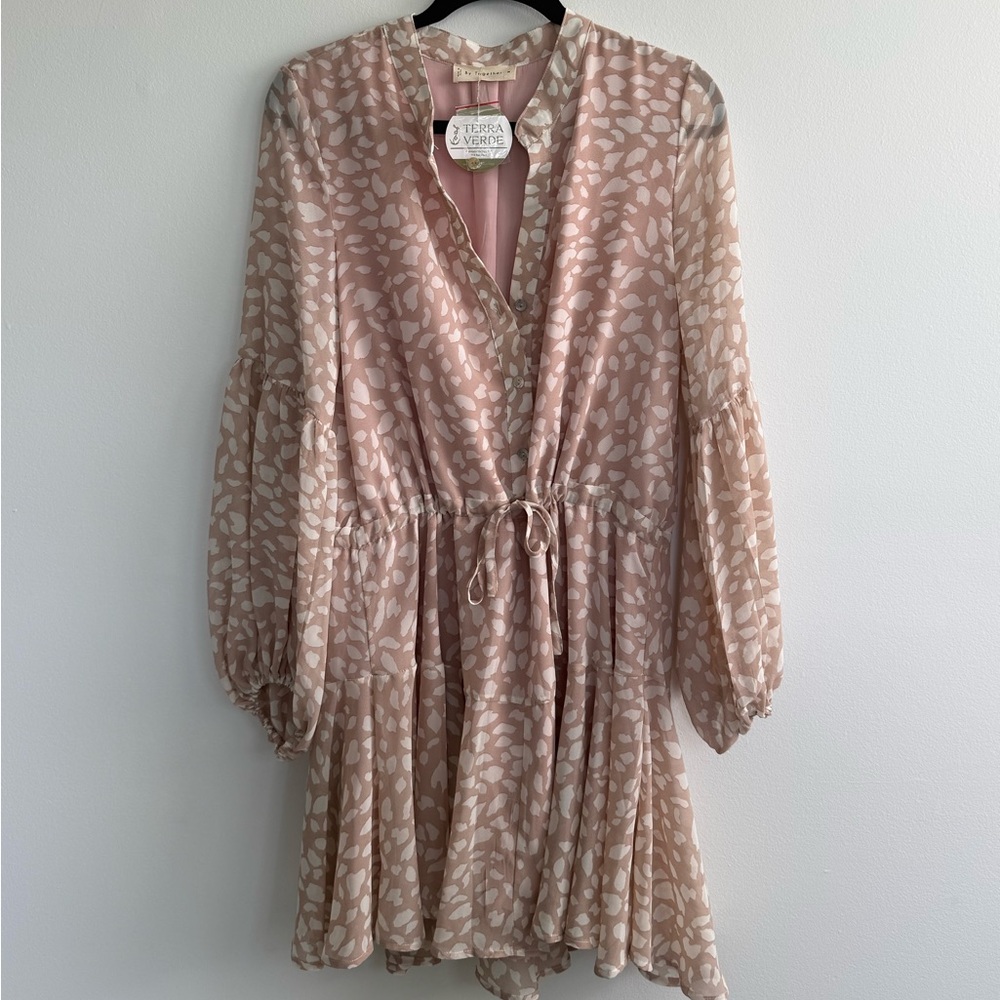 Together Pink Printed Long Sleeve Midi Dress